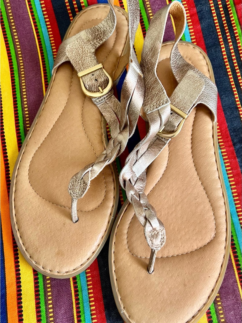 Born Metallic Braided Thong Sandals - Silver